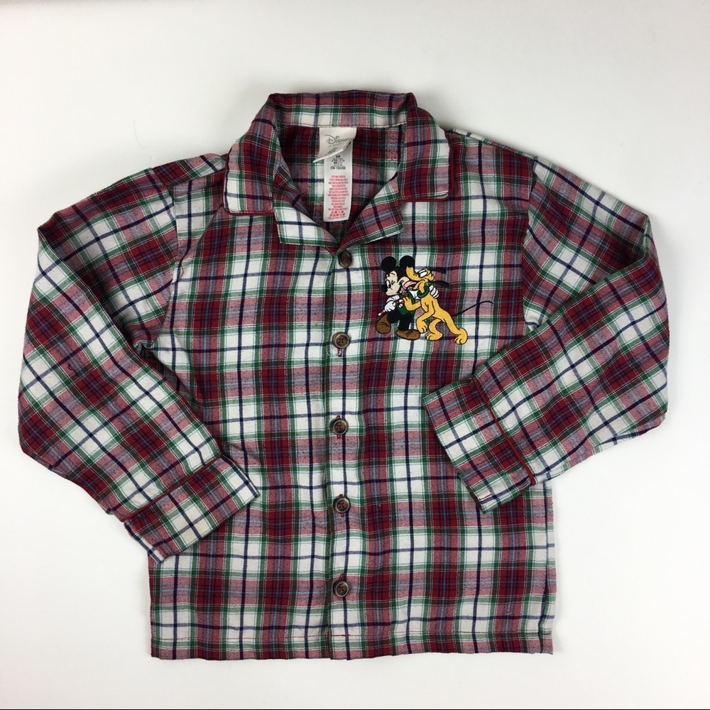 Disney Mickey Goofy Plaid Long Sleeve Shirt